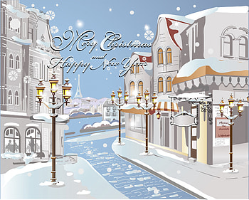 Happy Holidays, winter, holidays, merry christmas, city, lanterns, lamps, xmas, happy new year, christmas, magic christmas, winter time, new year HD wallpaper