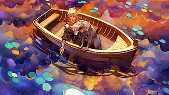 Boating With Best Friend, artist, artwork, digital-art, dog, artstation HD wallpaper