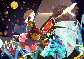 Undertale: Mettaton & Frisk - Neon Stage, Mettaton (Undertale), Frisk (Undertale), video game, Undertale HD wallpaper