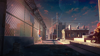 Anime Girl Standing Beside Fence , anime-girl, anime, artist, artwork, digital-art, artstation HD wallpaper