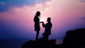 Boy Putting Ring On The Girl , love, couple, silhouette, artist, artwork, digital-art HD wallpaper