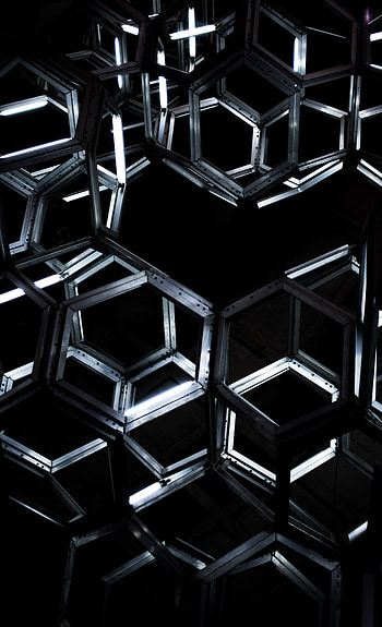 Dark, Grid, Construction, Design, Backlight, Illumination, Lattice, Trellis HD phone wallpaper
