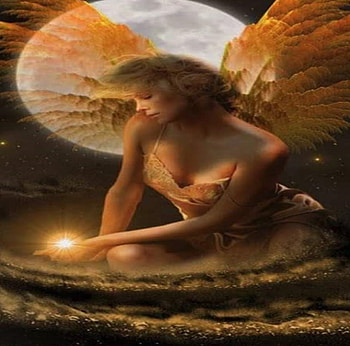 angel from heaven, angel, spirit, moon, light HD wallpaper