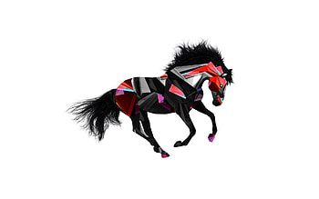 Black and red horse , Illustrative animal art, Striking animal design, Bold animal representation HD wallpaper