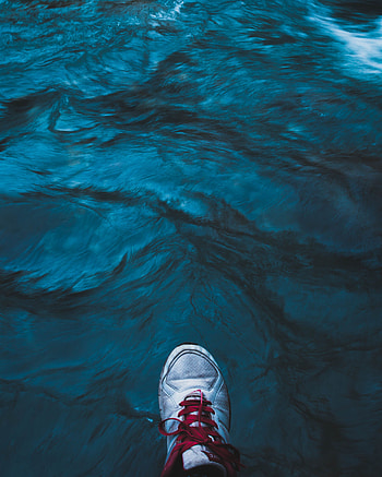 Water, Sea, Miscellanea, Miscellaneous, Legs, Sneakers, Flow, Shoes HD phone wallpaper