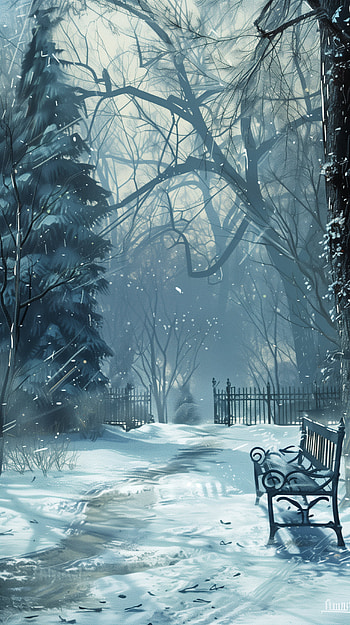 Snowy Serenity Park for , winter, snow, snowy park, park, scenery HD phone wallpaper
