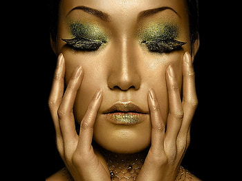 golden, makeup, face, she, woman, beauty, female, nice HD wallpaper