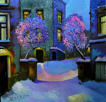 A. Schepalin. Yards childhood, winter, yard, painting, art, a schepalin HD wallpaper