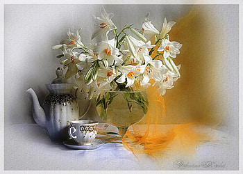 Pastel, delicate flowers, color, vase, still life, nature, invitation to tea, fragrant, lilies HD wallpaper