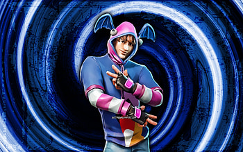 K-Pop, blue grunge background, Fortnite, vortex, Fortnite characters, K-Pop Skin, Fortnite Battle Royale, K-Pop Fortnite HD wallpaper
