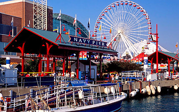 Water taxis, Chicago concert , Navy Pier, Santa Monica Pier HD wallpaper