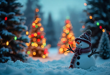 Festive Winter Wonderland : Snowman Celebrates Christmas and New Year Glow, winter, snow, Christmas, New Year, snowman HD wallpaper