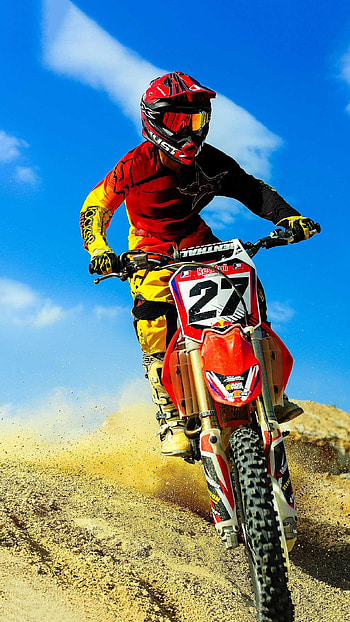 Motocross energy, Racing intensity, Adrenaline-filled jumps, Two-wheeled excitement HD phone wallpaper
