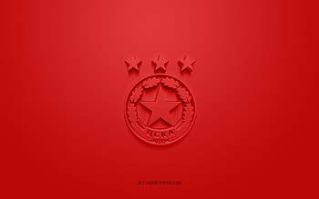 PFC CSKA Sofia, creative 3D logo, red background, Bulgarian First League, 3d emblem, Bulgarian football team, Bulgaria, 3d art, Parva liga, football, PFC CSKA Sofia 3d logo HD wallpaper