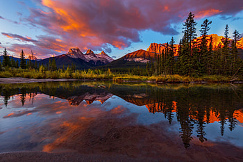 Albert mountains, Dawn, Creek, Alberta, River HD wallpaper