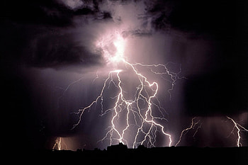 Summer storm, purple, lightning, sky, storm HD wallpaper
