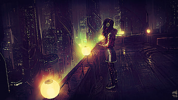 Standing On Terraces Scifi Cyberpunk , scifi, artist, cyberpunk, artwork, digital-art HD wallpaper