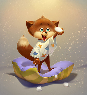 Art, Fox, Feather, Pillow, Joy HD phone wallpaper