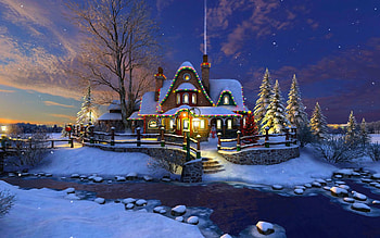 Snow, Christmas, House, Holiday HD wallpaper