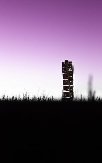 Building, sunset, silhouette HD phone wallpaper