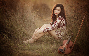 WOmen, girl, violin, play HD wallpaper