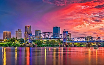 Little Rock evening sunset, Cityscape beauty, High-resolution , USA pride HD wallpaper