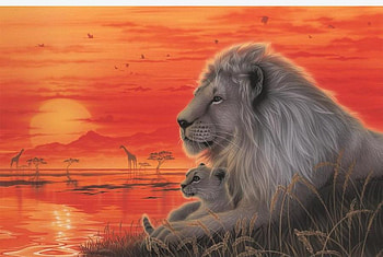 AFRICAN SUNSET, african, cats, big, sunset HD wallpaper