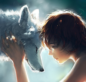 Connection, san, animal, friendships, princess mononoke, wolf, beauty, nice, cg, short hair, mononoke hime, , female, friends, sweet, magic, girl, beautiful, fox, mononoke, anime girl, anime, fantasy, pretty, love, brown hair, lovely, realistic HD wallpaper