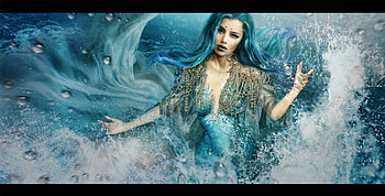 Water, girl, element, blue, fantasy, daria ridel HD wallpaper