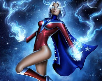 Polaris, blue, fantasy, red, x-men, girl HD wallpaper