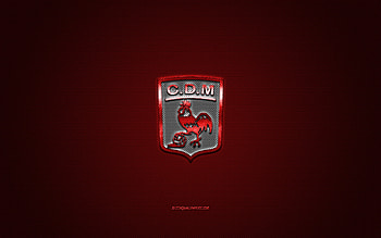 Deportivo Moron, Argentine football club, white logo, red carbon fiber background, Primera B Nacional, football, Moron, Argentina, Deportivo Moron logo HD wallpaper