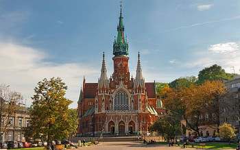 Church in Krakow, Poland, trees, Krakow, Poland, church HD wallpaper