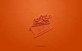 Sheffield Steelers, creative 3D logo, orange background, ICE Hockey League, 3d emblem, English Hockey Club, Sheffield, England, 3d art, hockey, Sheffield Steelers 3d logo HD wallpaper