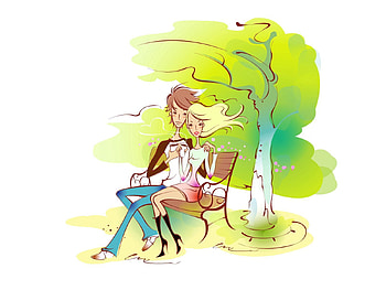 Art, Love, Park, Couple, Pair, , Drawing, Bench, Embrace HD wallpaper