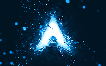 Arch Linux blue logo, , blue neon lights, creative, blue abstract background, Arch Linux logo, Linux, Arch Linux HD wallpaper