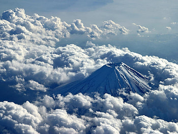 Between clouds, white, clouds, , , nature, mountains HD wallpaper