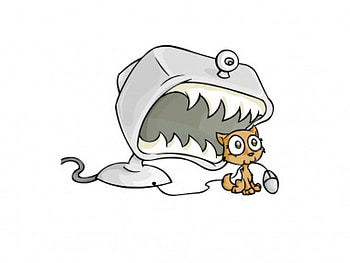 Cat Gets Mouse - Computer Gets Cat, teeth, monitor, eat, mouse, cat, humor, caught HD wallpaper