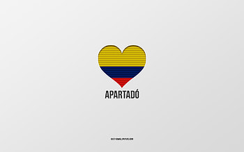 I Love Apartado, Colombian cities, Day of Apartado, gray background, Apartado, Colombia, Colombian flag heart, favorite cities, Love Apartado HD wallpaper