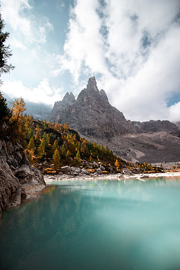 Nature, Trees, Mountains, Rocks, Lake, Shore, Bank HD phone wallpaper
