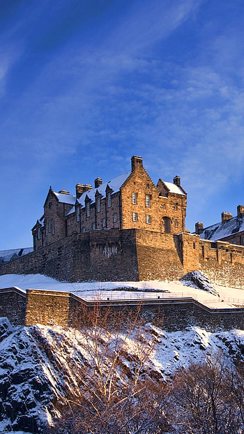 Edinburgh Castle, Travels, Winter sunset, UK's spotlight HD phone wallpaper