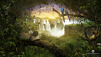 Parrot, Jungle, ography, Artistic, Waterfall HD wallpaper