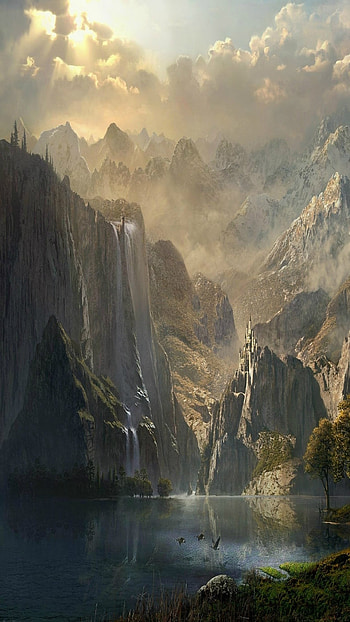 Enchanting landscapes, Magical settings, Otherworldly realms, Imagination unleashed HD phone wallpaper