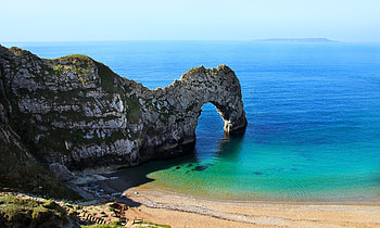 Blue sea, arch, beach, Durdle Door HD wallpaper