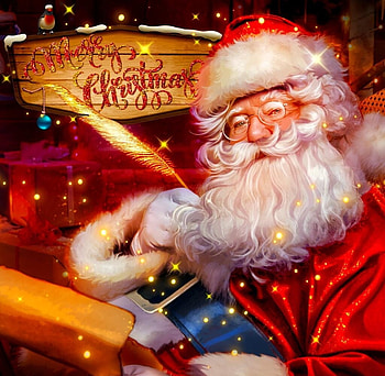 Santa, red, fantasy, craciun, christmas, harsh taggar, card HD wallpaper
