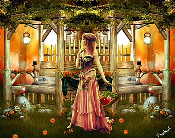 Beautiful woman, bird, fantasy, lamp, flowers, woman, artistic HD wallpaper