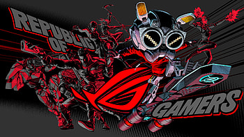 video game, Asus ROG, game art, red and black HD wallpaper