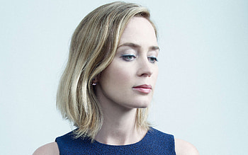 Emily Blunt, american actress, portrait, hoot, blue dress, british actress, popular actresses HD wallpaper