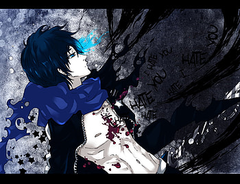 vocaloid, black, blue eyes, kaito, black hair, sleep HD wallpaper