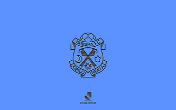Jubilo Iwata, blue background, Japanese football team, Jubilo Iwata emblem, J2 League, Japan, football, Jubilo Iwata logo HD wallpaper