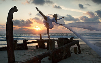 summer, night, girl, sunset, beach HD wallpaper